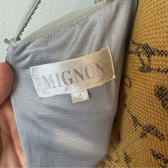 Mignon sage stretch Silver Ruched Rhinestone Strap Dress - Size 4 - Picture 4 of 7